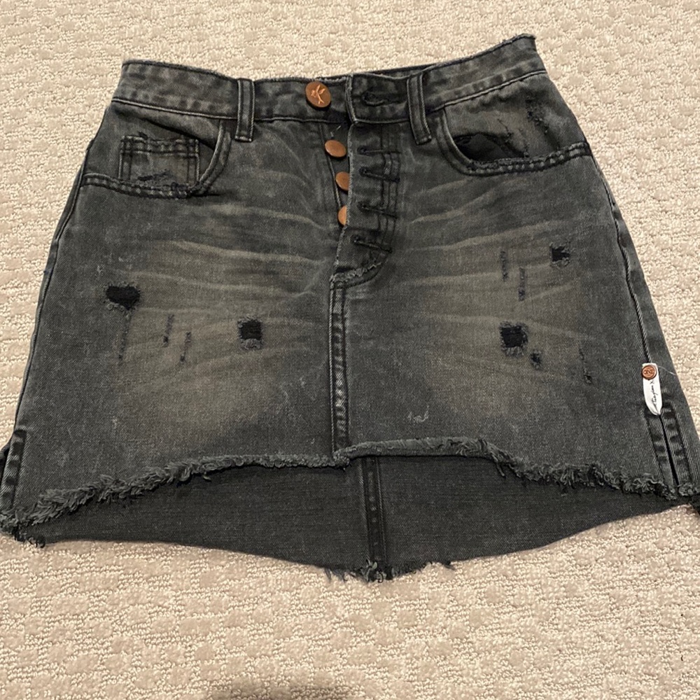 Black Denim Skirt One x Oneteaspoon